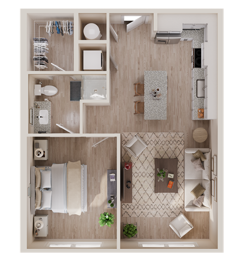 A4A- One Bed / One Bath. 4th Floor. No Balcony. The Easley. Rock Hill, SC.